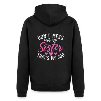 Little Sister Gifts - Unisex Premium Bio Zip Hoodie - Schwarz - Hinten - Nico (187cm)