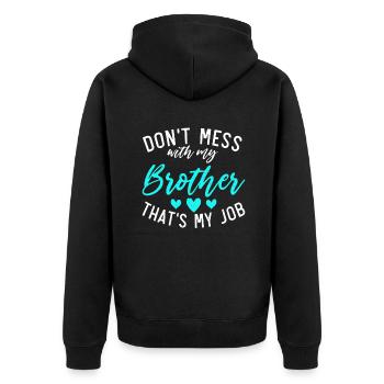 Little Sister Gifts - Unisex Premium Bio Zip Hoodie - Schwarz - Hinten - Nico (187cm)