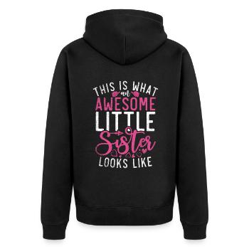 Little Sister Gifts - Unisex Premium Bio Zip Hoodie - Schwarz - Hinten - Nico (187cm)