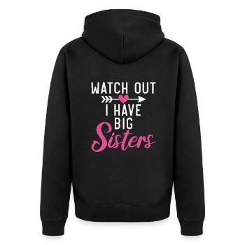 Little Sister Gifts - Unisex Premium Bio Zip Hoodie - Schwarz - Hinten - Nico (187cm)