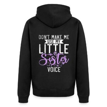 Little Sister Gifts - Unisex Premium Bio Zip Hoodie - Schwarz - Hinten - Nico (187cm)