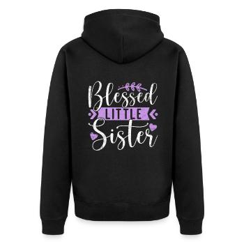 Little Sister Gifts - Unisex Premium Bio Zip Hoodie - Schwarz - Hinten - Nico (187cm)