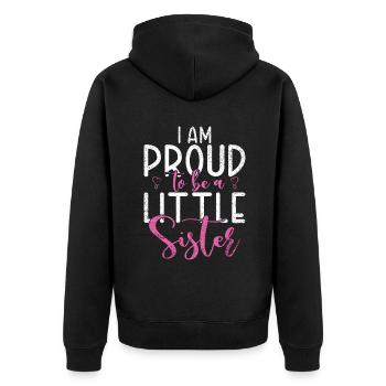 Little Sister Gifts - Unisex Premium Bio Zip Hoodie - Schwarz - Hinten - Nico (187cm)