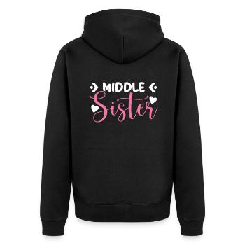 Middle Sister Gifts - Unisex Premium Bio Zip Hoodie - Schwarz - Hinten - Nico (187cm)
