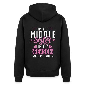 Middle Sister Gifts - Unisex Premium Organic Zip Hoodie - black - Back - Nico (187cm)
