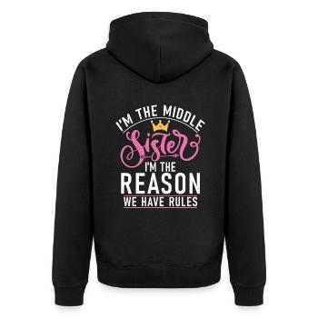 Middle Sister Gifts - Unisex Premium Organic Zip Hoodie - black - Back - Nico (187cm)