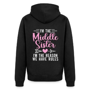 Middle Sister Gifts - Unisex Premium Organic Zip Hoodie - black - Back - Nico (187cm)