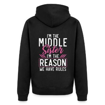 Middle Sister Gifts - Unisex Premium Organic Zip Hoodie - black - Back - Nico (187cm)