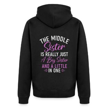 Middle Sister Gifts - Unisex Premium Organic Zip Hoodie - black - Back - Nico (187cm)