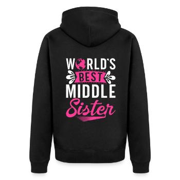 Middle Sister Gifts - Unisex Premium Organic Zip Hoodie - black - Back - Nico (187cm)