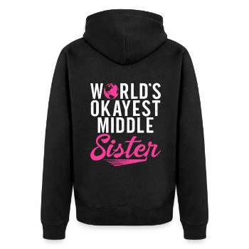 Middle Sister Gifts - Unisex Premium Organic Zip Hoodie - black - Back - Nico (187cm)