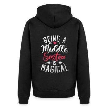 Middle Sister Gifts - Unisex Premium Organic Zip Hoodie - black - Back - Nico (187cm)