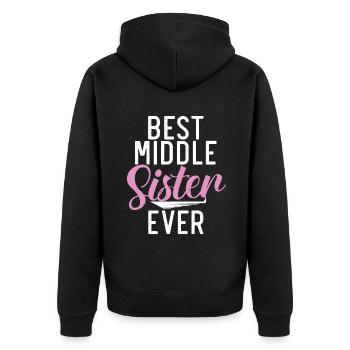 Middle Sister Gifts - Unisex Premium Organic Zip Hoodie - black - Back - Nico (187cm)