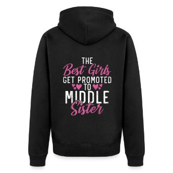 Middle Sister Gifts - Unisex Premium Organic Zip Hoodie - black - Back - Nico (187cm)