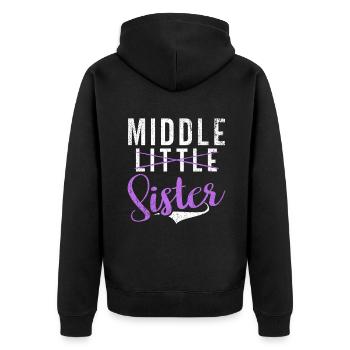 Middle Sister Gifts - Unisex Premium Bio Zip Hoodie - Schwarz - Hinten - Nico (187cm)