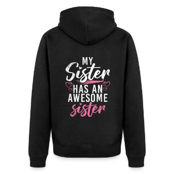 Middle Sister Gifts - Unisex Premium Bio Zip Hoodie - Schwarz - Hinten - Nico (187cm)