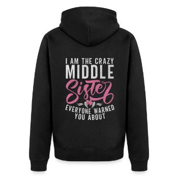 Middle Sister Gifts - Unisex Premium Organic Zip Hoodie - black - Back - Nico (187cm)