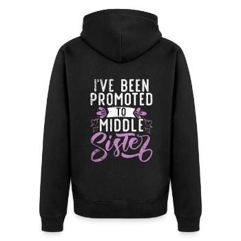 Middle Sister Gifts - Unisex Premium Organic Zip Hoodie - black - Back - Nico (187cm)