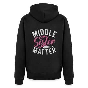 Middle Sister Gifts - Unisex Premium Organic Zip Hoodie - black - Back - Nico (187cm)