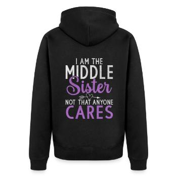 Middle Sister Gifts - Unisex Premium Bio Zip Hoodie - Schwarz - Hinten - Nico (187cm)