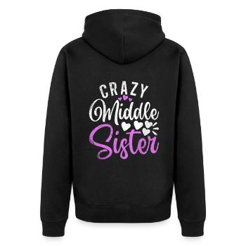 Middle Sister Gifts - Unisex Premium Organic Zip Hoodie - black - Back - Nico (187cm)