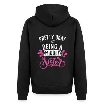 Middle Sister Gifts - Unisex Premium Organic Zip Hoodie - black - Back - Nico (187cm)