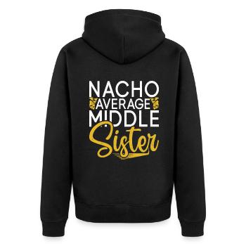 Middle Sister Gifts - Unisex Premium Organic Zip Hoodie - black - Back - Nico (187cm)