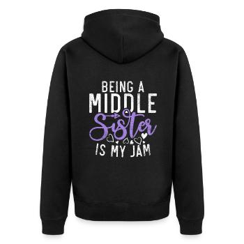Middle Sister Gifts - Unisex Premium Organic Zip Hoodie - black - Back - Nico (187cm)