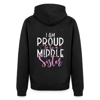 Middle Sister Gifts - Unisex Premium Bio Zip Hoodie - Schwarz - Hinten - Nico (187cm)
