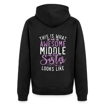 Middle Sister Gifts - Unisex Premium Organic Zip Hoodie - black - Back - Nico (187cm)