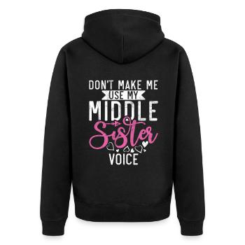 Middle Sister Gifts - Unisex Premium Organic Zip Hoodie - black - Back - Nico (187cm)