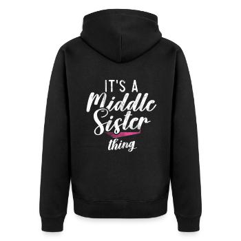 Middle Sister Gifts - Unisex Premium Bio Zip Hoodie - Schwarz - Hinten - Nico (187cm)