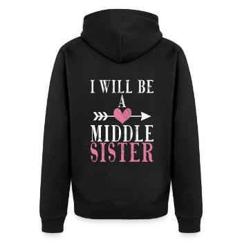 Middle Sister Gifts - Unisex Premium Organic Zip Hoodie - black - Back - Nico (187cm)