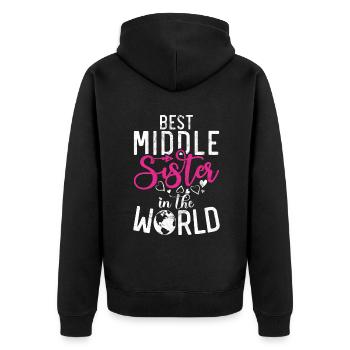 Middle Sister Gifts - Unisex Premium Organic Zip Hoodie - black - Back - Nico (187cm)
