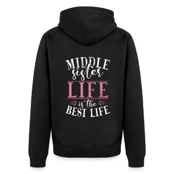 Middle Sister Gifts - Unisex Premium Organic Zip Hoodie - black - Back - Nico (187cm)