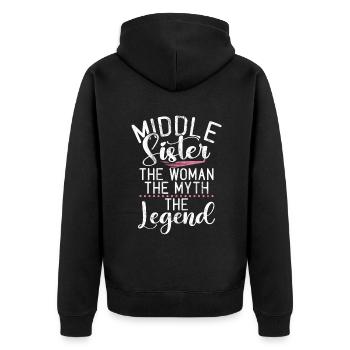 Middle Sister Gifts - Unisex Premium Organic Zip Hoodie - black - Back - Nico (187cm)