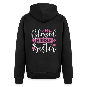 Middle Sister Gifts - Unisex Premium Organic Zip Hoodie - black - Back - Nico (187cm)