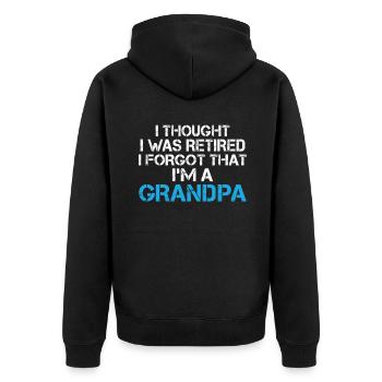 Grandpa Gifts - Unisex Premium Bio Zip Hoodie - Schwarz - Hinten - Nico (187cm)