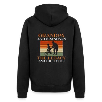 Grandpa Gifts - Unisex Premium Bio Zip Hoodie - Schwarz - Hinten - Nico (187cm)