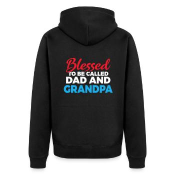 Grandpa Gifts - Unisex Premium Bio Zip Hoodie - Schwarz - Hinten - Nico (187cm)