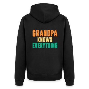 Grandpa Gifts - Unisex Premium Bio Zip Hoodie - Schwarz - Hinten - Nico (187cm)
