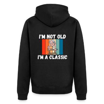 Grandpa Gifts - Unisex Premium Bio Zip Hoodie - Schwarz - Hinten - Nico (187cm)