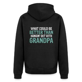 Grandpa Gifts - Unisex Premium Bio Zip Hoodie - Schwarz - Hinten - Nico (187cm)