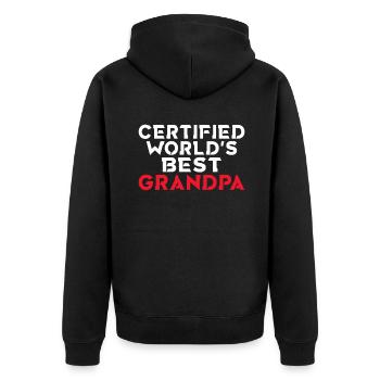 Grandpa Gifts - Unisex Premium Bio Zip Hoodie - Schwarz - Hinten - Nico (187cm)