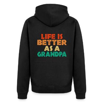 Grandpa Gifts - Unisex Premium Bio Zip Hoodie - Schwarz - Hinten - Nico (187cm)