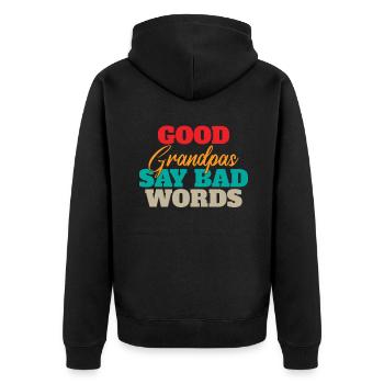 Grandpa Gifts - Unisex Premium Bio Zip Hoodie - Schwarz - Hinten - Nico (187cm)
