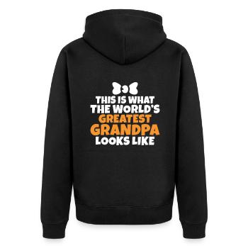 Grandpa Gifts - Unisex Premium Bio Zip Hoodie - Schwarz - Hinten - Nico (187cm)