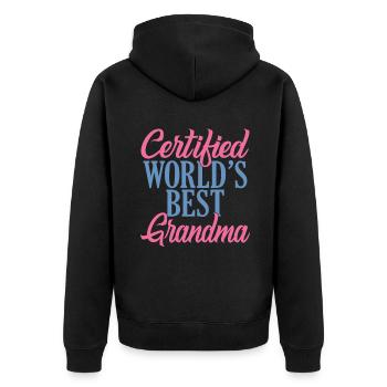 Grandma Gifts - Unisex Premium Bio Zip Hoodie - Schwarz - Hinten - Nico (187cm)