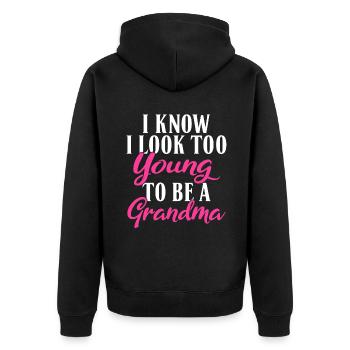 Grandma Gifts - Unisex Premium Bio Zip Hoodie - Schwarz - Hinten - Nico (187cm)
