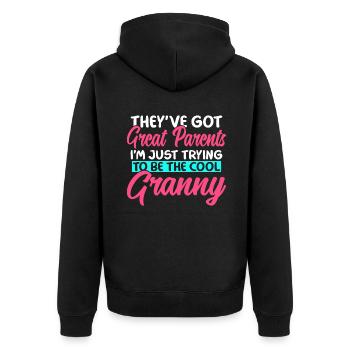 Grandma Gifts - Unisex Premium Bio Zip Hoodie - Schwarz - Hinten - Nico (187cm)